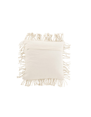 Coussin douillet en coton blanc cassé avec motif diamant.J-Line