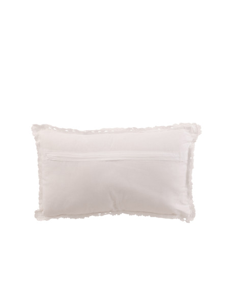 Coussin rectangle en dentelle en coton blancJ-Line