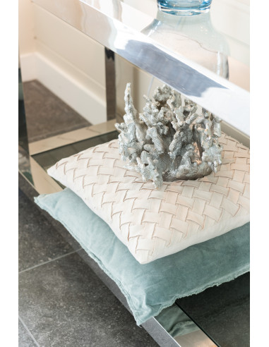 Coussin en polyester tissé beigeJ-Line