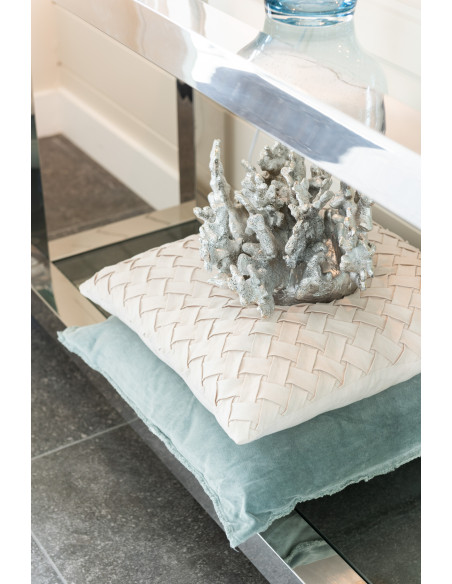 Coussin en polyester tissé beigeJ-Line