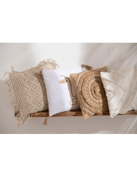 Coussin Confortable en Coton Beige avec Motif DiamantJ-Line