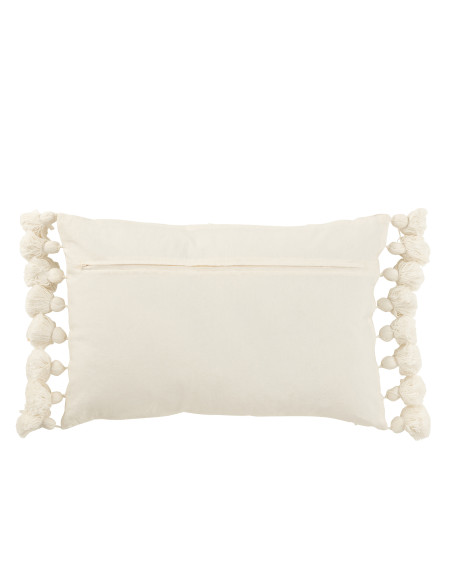Coussin à pompon en coton blancJ-Line