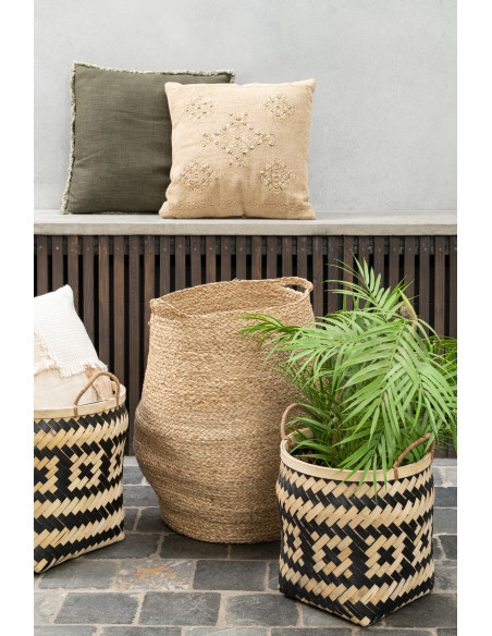 Broderie de coussin en coton beigeJ-Line