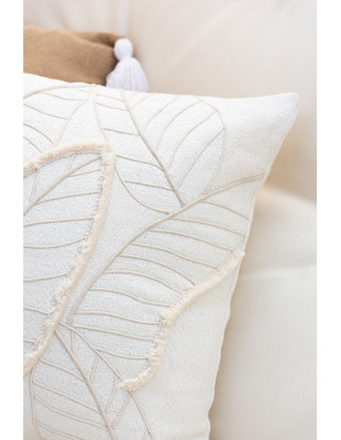 Coussin Feuille Textile BlancJ-Line