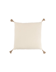 Coussin carré en polyester tissé beigeJ-Line 2