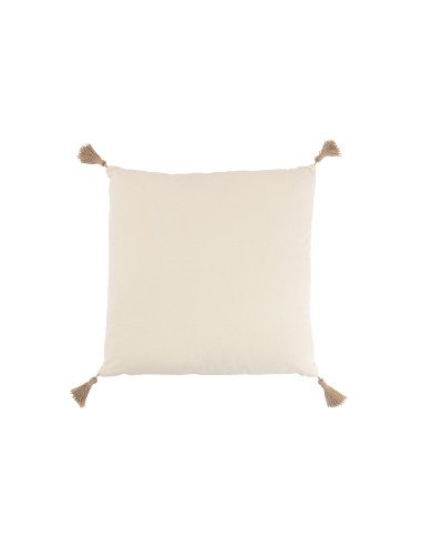 Coussin carré en polyester tissé beigeJ-Line