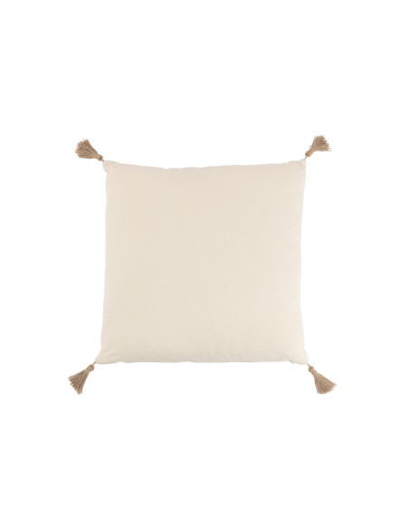 Coussin carré en polyester tissé beigeJ-Line