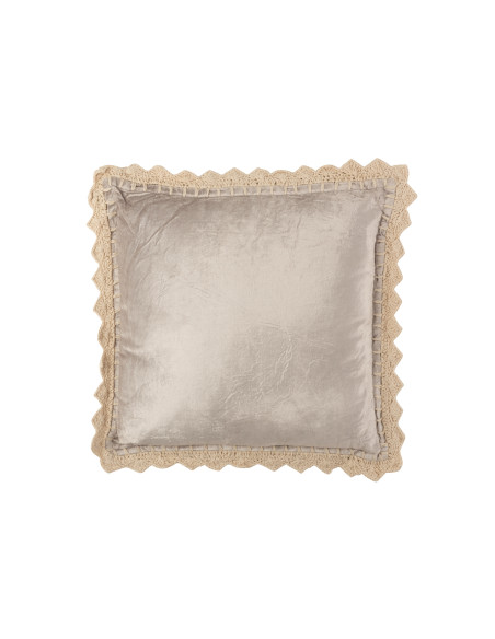 Bordure de coussin carré en viscose grisJ-Line