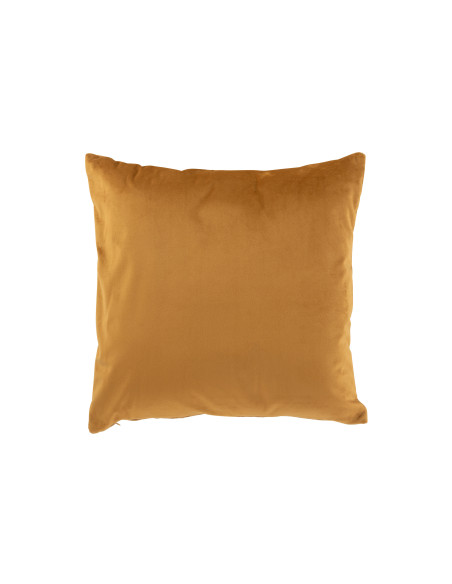 Coussin en chenille à motif polyester ocre/blancJ-Line