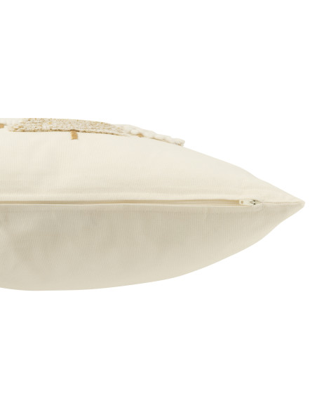 Coussin Sapins de Noël en Coton Blanc/Or en ReliefJ-Line