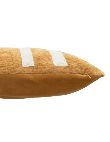Coussin en chenille à motif polyester ocre/blancJ-Line
