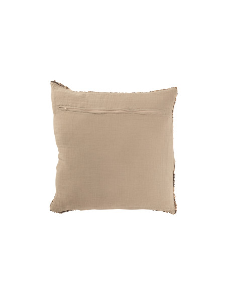 Coussin en tweed acrylique/coton marron/beigeJ-Line