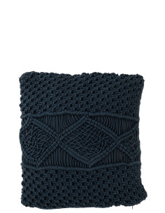 Coussin en macramé carré en coton bleuJ-Line