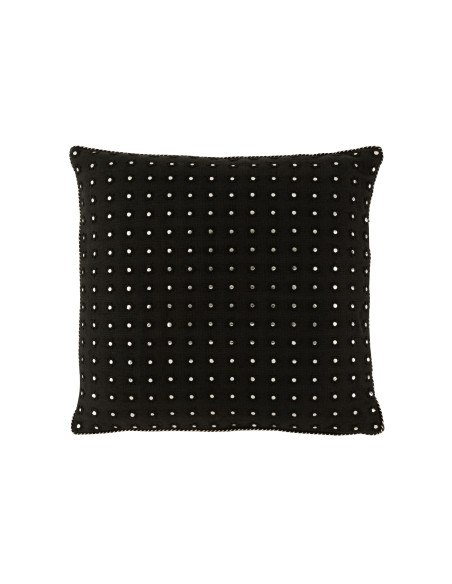 Coussin miroir rond en coton noir/argent.J-Line