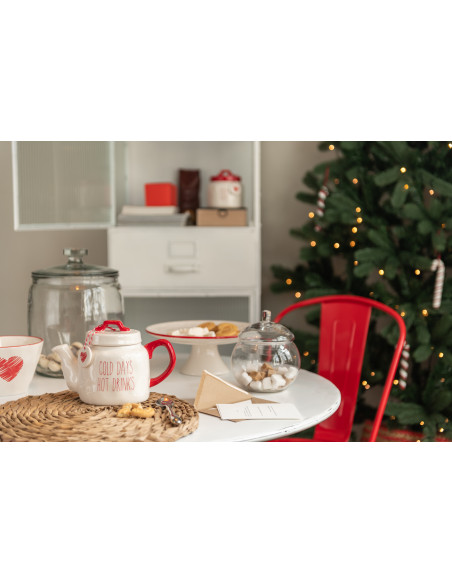 Coussin carré en velours rougeJ-Line