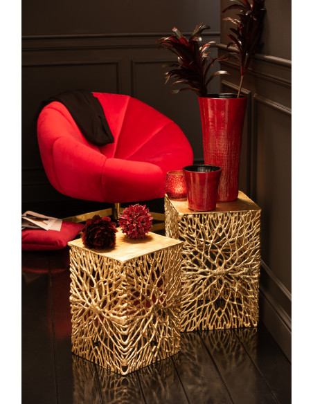 Coussin carré en velours rougeJ-Line