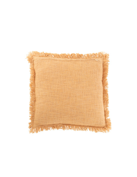 Frange de coussin en velours de coton ocreJ-Line