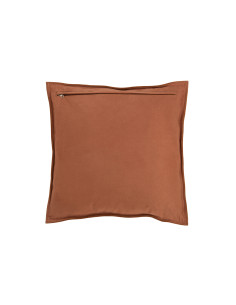 Coussin carré en cuir cognac.J-Line 2