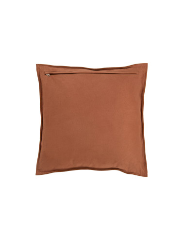 Coussin carré en cuir cognac.J-Line