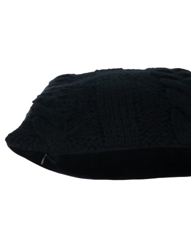 Coussin torsadé en polyester noirJ-Line