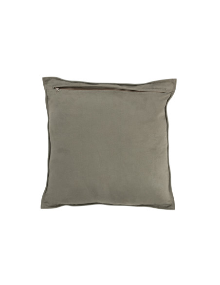 Coussin carré en cuir vert.J-Line