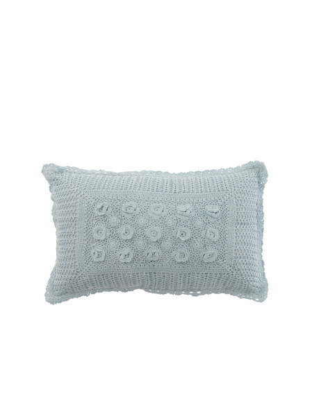 Coussin Rectangle en Dentelle en Coton BleuJ-Line Coussin Rectangle en Dentelle en Coton BleuJ-Line