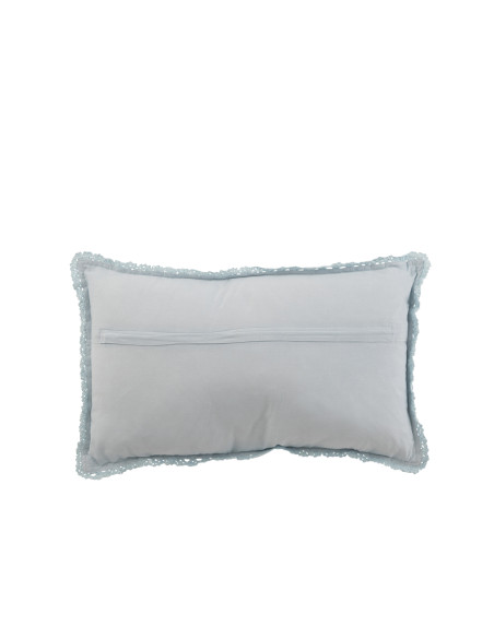 Coussin Rectangle en Dentelle en Coton BleuJ-Line Coussin Rectangle en Dentelle en Coton BleuJ-Line