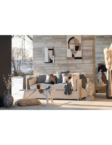 Coussin carré ethnique en coton bleuJ-Line