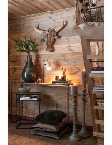 Coussin à franges carré en coton vertJ-Line