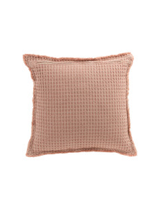 Motif gaufre coussin en coton rose clairJ-Line 2