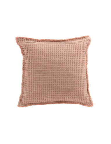 Motif gaufre coussin en coton rose clairJ-Line