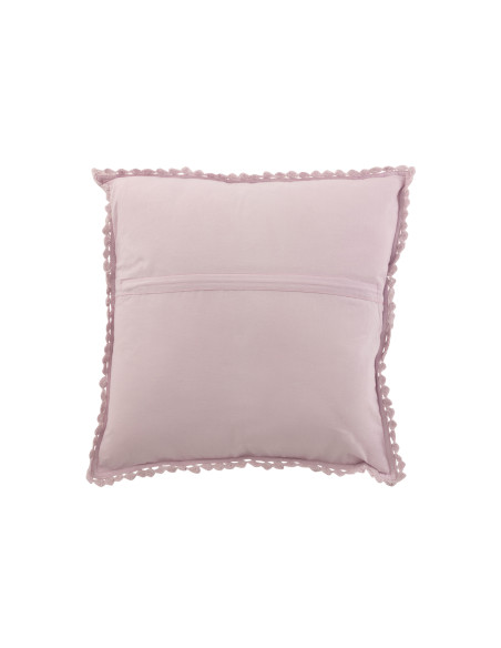 Coussin carré en dentelle de coton violetJ-Line