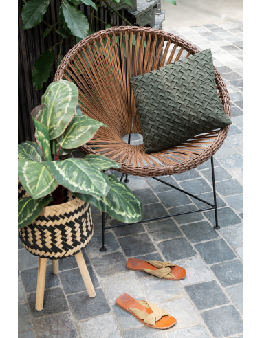 Coussin en polyester tissé vertJ-Line