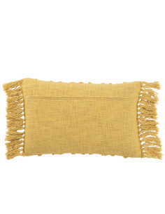 Coussin à pompon en coton moutarde longJ-Line 2
