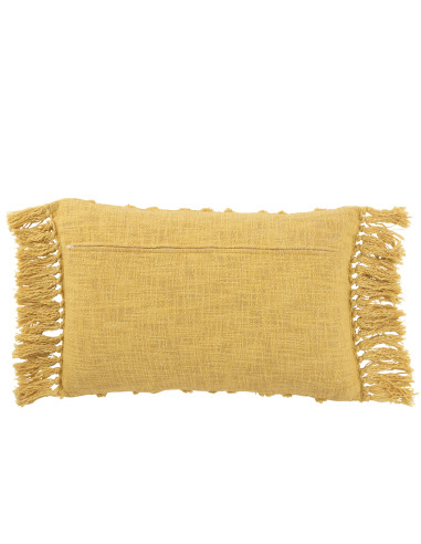 Coussin à pompon en coton moutarde longJ-Line