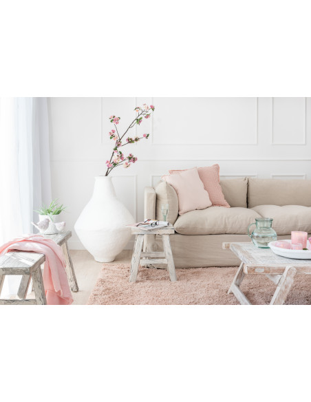 Motif gaufre coussin en coton rose clairJ-Line