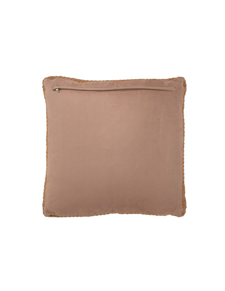 Coussin en cuir tissé camelJ-Line