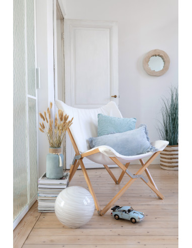 Frange de coussin en velours de coton bleuJ-Line