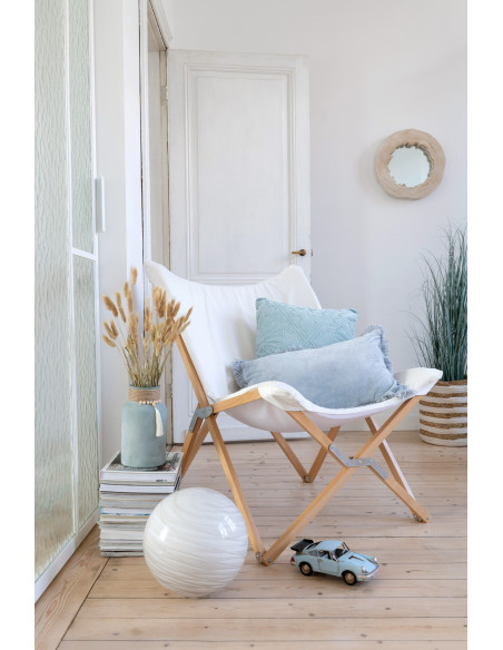 Frange de coussin en velours de coton bleuJ-Line