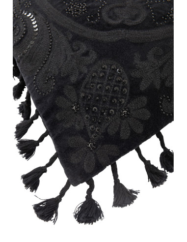 Coussin en coton marocain noirJ-Line