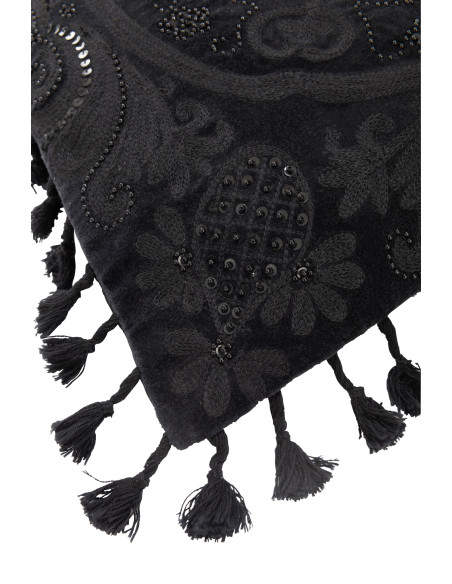 Coussin en coton marocain noirJ-Line