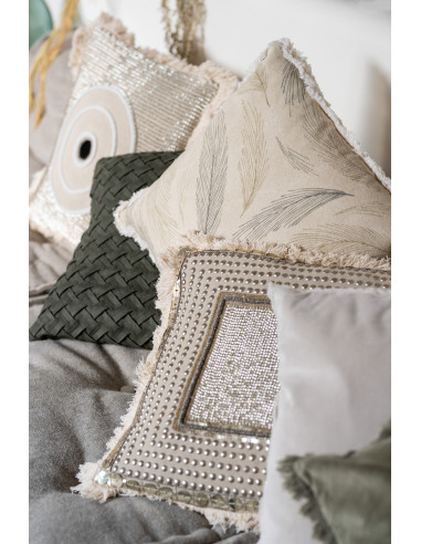 Coussin en polyester tissé vertJ-Line