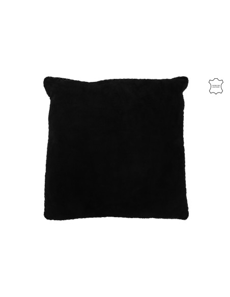 Coussin en cuir tissé noirJ-Line