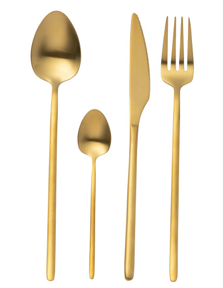 Couverts de table en acier inoxydable mat doré, 24 piècesJ-Line Couverts de table en acier inoxydable mat doré, 24 piècesJ-Line