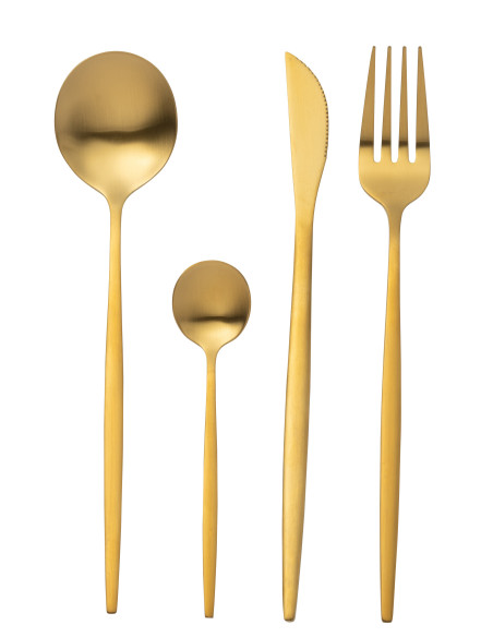 Couverts de table en acier inoxydable mat doré de 24 piècesJ-Line Couverts de table en acier inoxydable mat doré de 24 piècesJ-Line