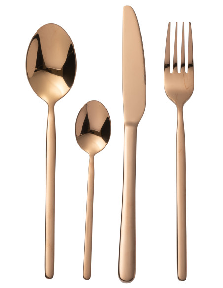 Couverts de table B 24 pièces en acier inoxydable cuivré brillantJ-Line Couverts de table B 24 pièces en acier inoxydable cuivré brillantJ-Line