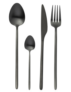 Couverts de table en acier inoxydable mat noir, 24 piècesJ-Line