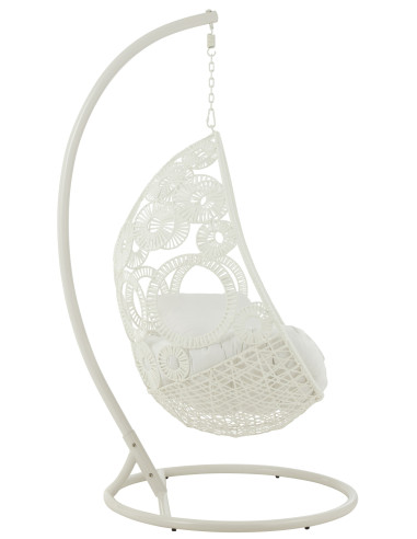 J-LineChaise suspendue + coussins Bula métal / roseau blanc
