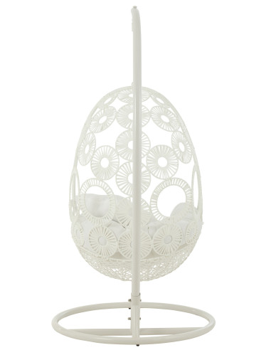 J-LineChaise suspendue + coussins Bula métal / roseau blanc
