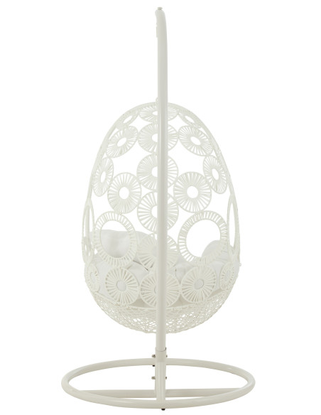 J-LineChaise suspendue + coussins Bula métal / roseau blanc